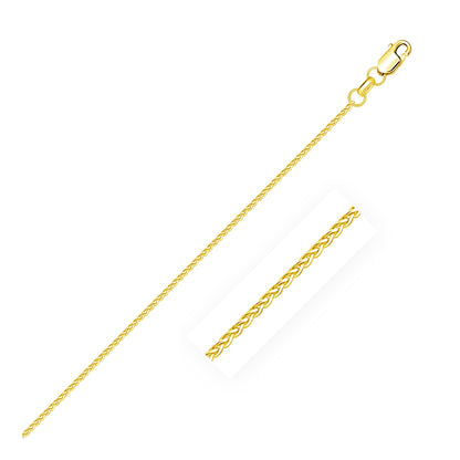 Cadena de Trigo Redonda de Oro Amarillo de 14k con Corte de Diamante 1.1mm