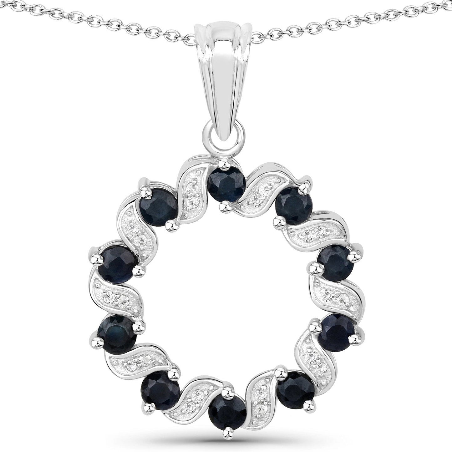 Colgante de plata de ley .925 con zafiro azul genuino de 1.30 quilates y topacio blanco
