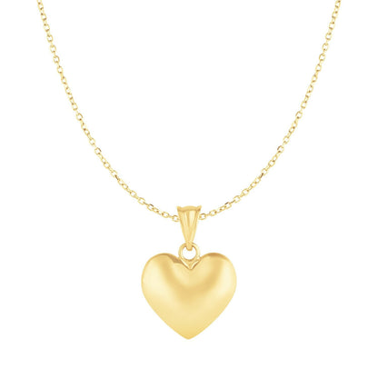 Colgante de corazón hinchado en oro amarillo de 10k