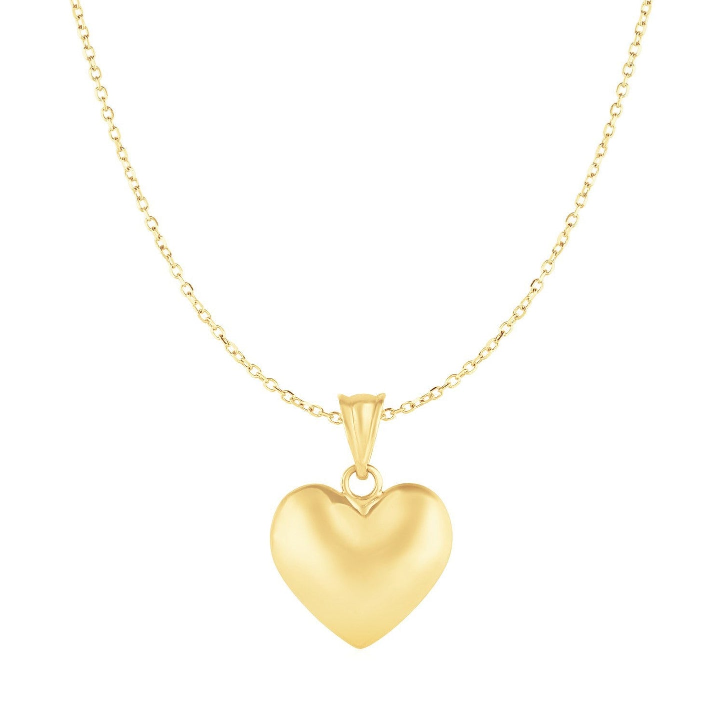 Colgante de corazón hinchado en oro amarillo de 10k