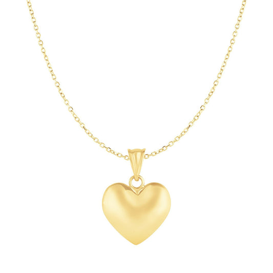 Colgante de corazón hinchado en oro amarillo de 10k