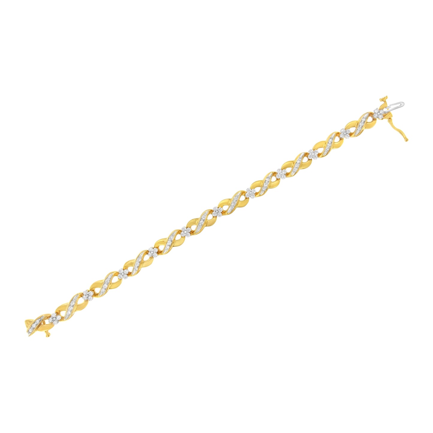 Pulsera de oro amarillo de 10K con diamantes redondos "Amor Infinito" (1,00 quilates en total, color I-J, claridad I2-I3)