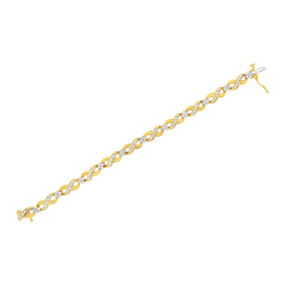 Pulsera de oro amarillo de 10K con diamantes redondos "Amor Infinito" (1,00 quilates en total, color I-J, claridad I2-I3)