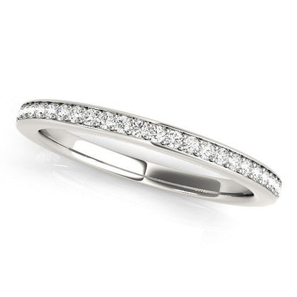 Anillo de boda sencillo de oro blanco de 14 quilates con diamantes (1/4 quilates en total)