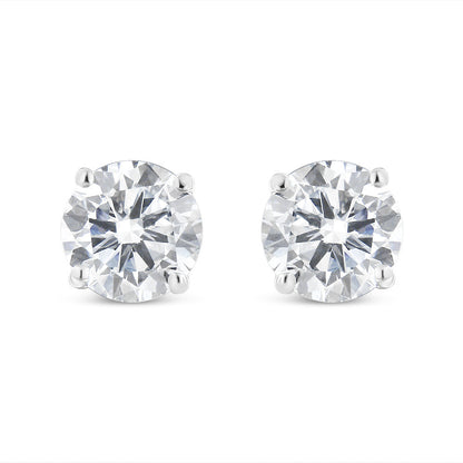 Pendientes Clásicos de Oro Blanco de 14K con Diamantes de Laboratorio de 5/8 Cttw Engarzados en 4 Garras (Color F-G, Claridad VS2-SI1)