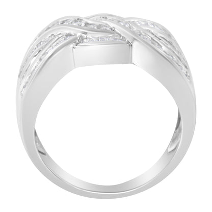 Anillo de diamante de oro blanco de 10K con diseño de bypass (1 Cttw, color H-I, claridad I1-I2) - Talla 6-3/4