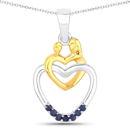 Colgante de plata esterlina .925 con zafiro azul genuino de 0,14 quilates