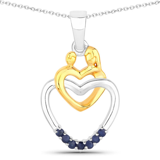 Colgante de plata esterlina .925 con zafiro azul genuino de 0,14 quilates
