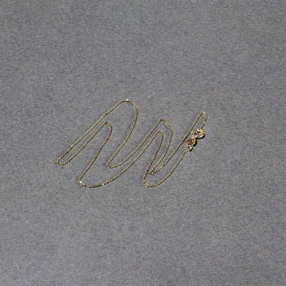 Cadena de eslabones tipo cable con corte de diamante de oro amarillo de 14k y 0,7 mm