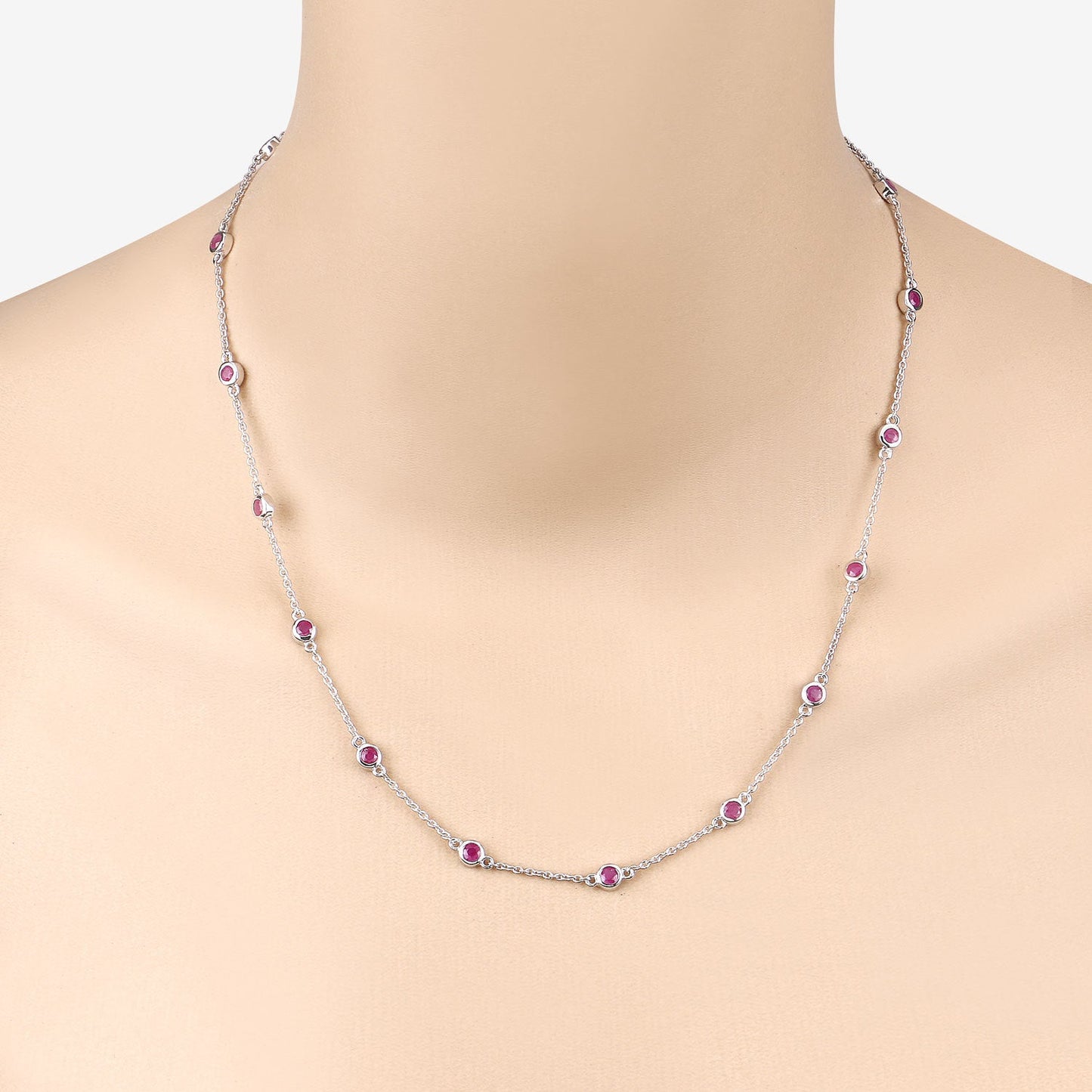 Collar de plata de ley .925 con rubí auténtico de 2,34 quilates