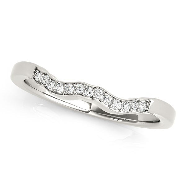 Anillo de boda de diamantes de oro blanco de 14k estilo ondulado (1/15 quilates en total)