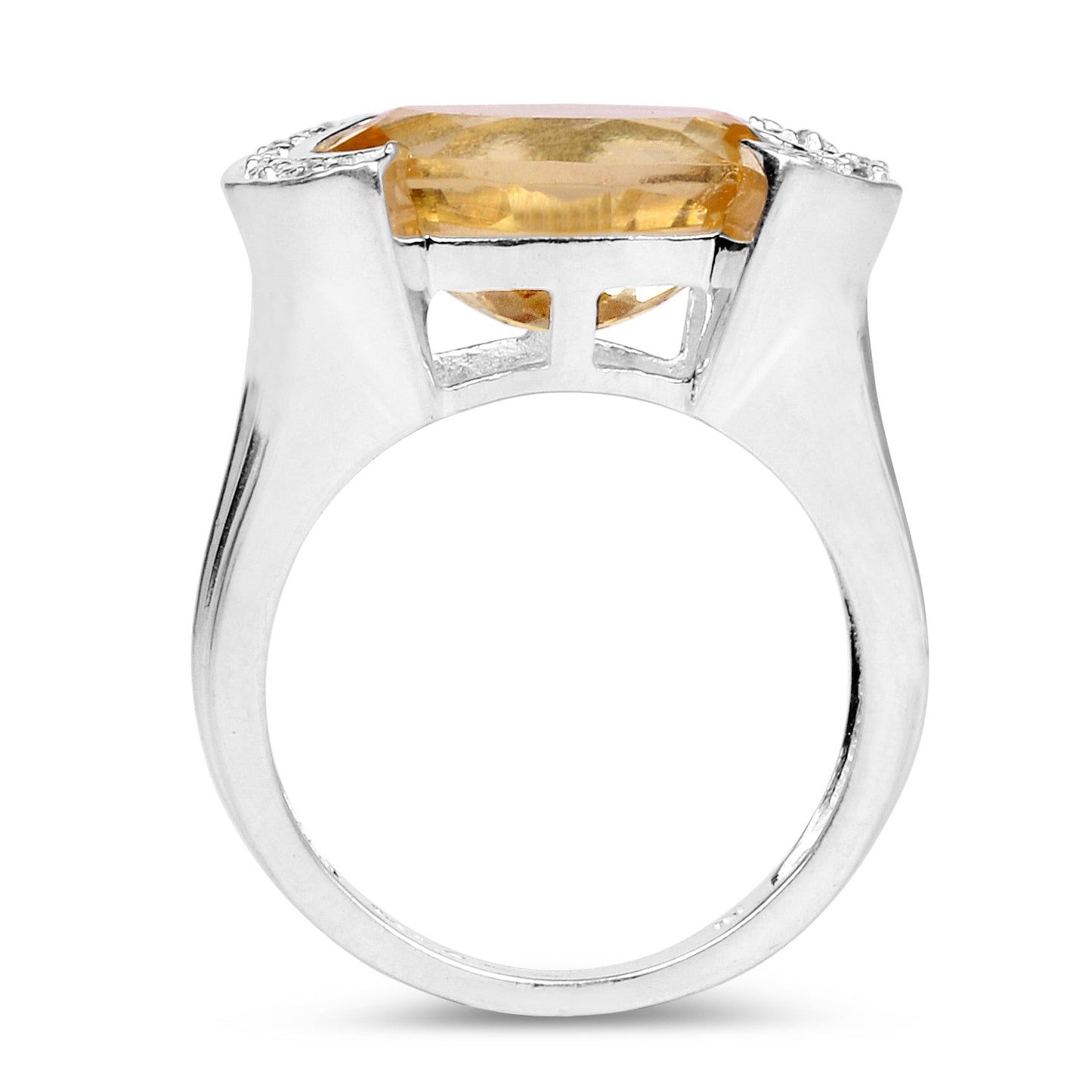 Anillo de plata de ley .925 con citrino genuino de 4.55 quilates y diamante blanco