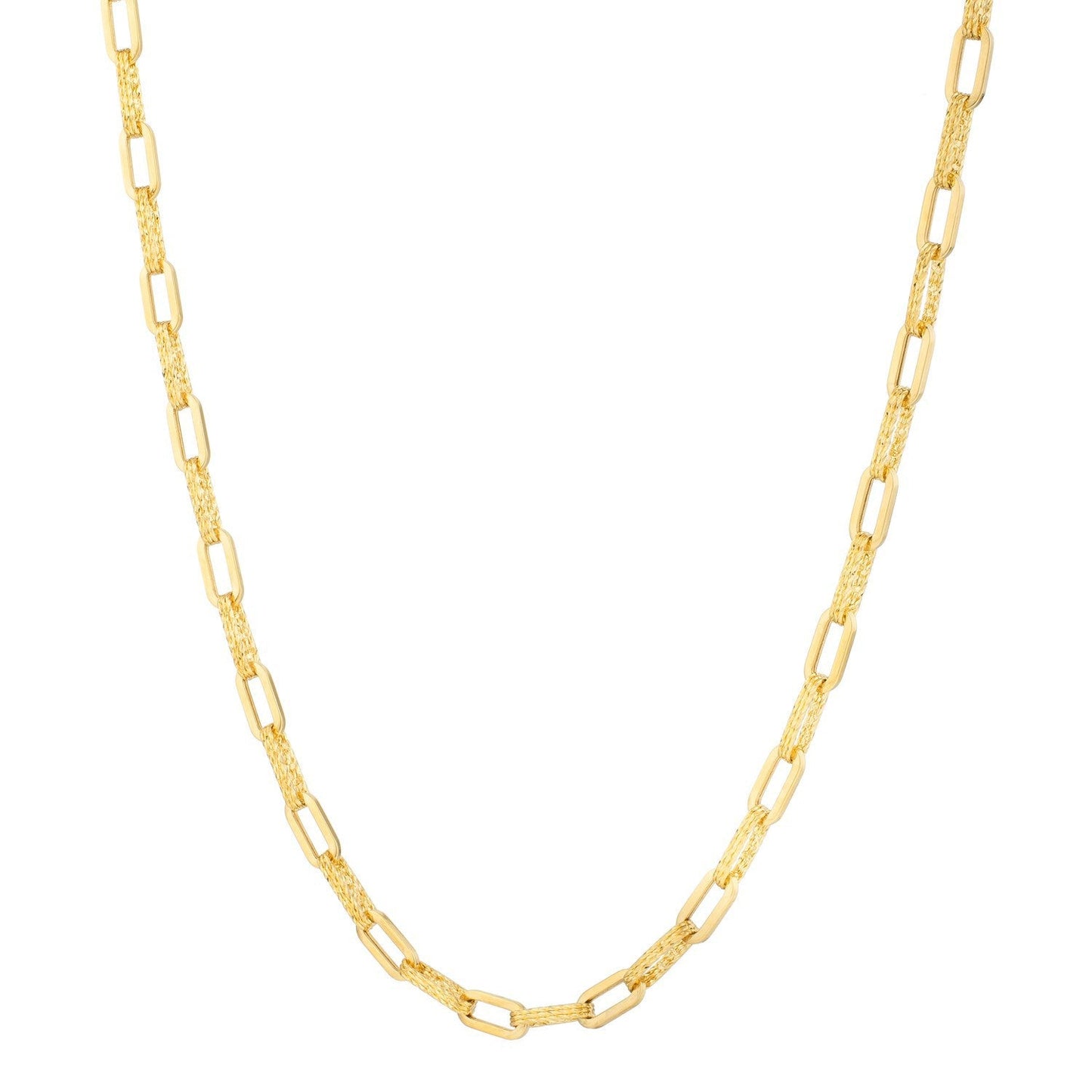 Collar de cadena de eslabones tipo clip de oro amarillo de 14k con diamantes (4.00 mm)