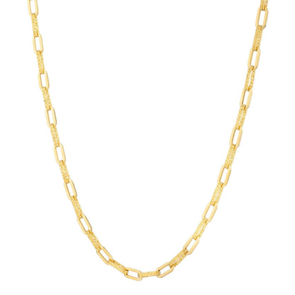 Collar de cadena de eslabones tipo clip de oro amarillo de 14k con diamantes (4.00 mm)