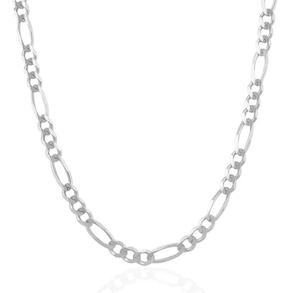 Cadena Figaro sólida de oro blanco de 14k y 6.0mm