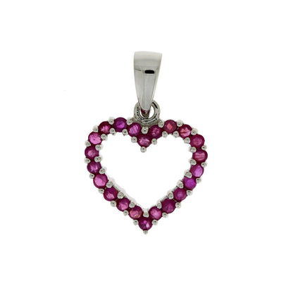 Colgante de corazón de rubí de 0,37 ct "Love" en oro blanco de 10 kt