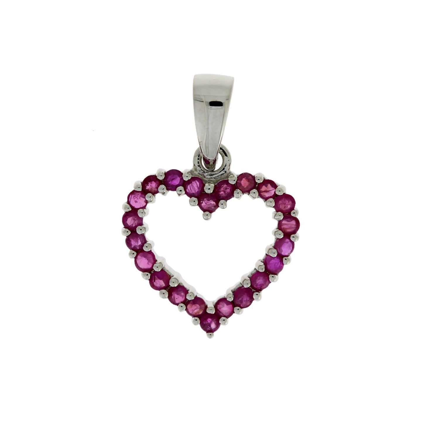 Colgante de corazón de rubí de 0,37 ct "Love" en oro blanco de 10 kt