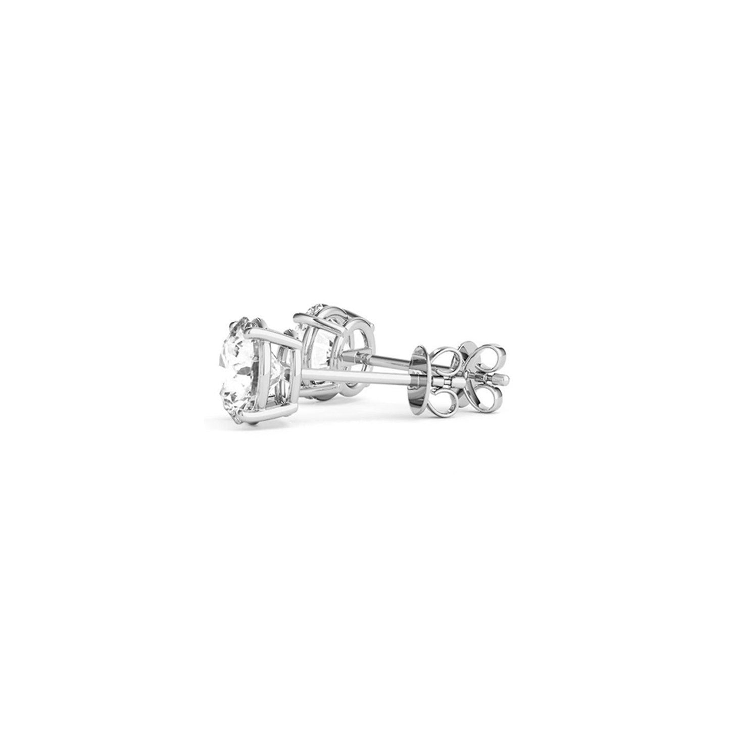 Pendientes de botón con diamante redondo de 2 quilates cultivado en laboratorio certificado IGI de oro blanco de 14k (G/VS2)
