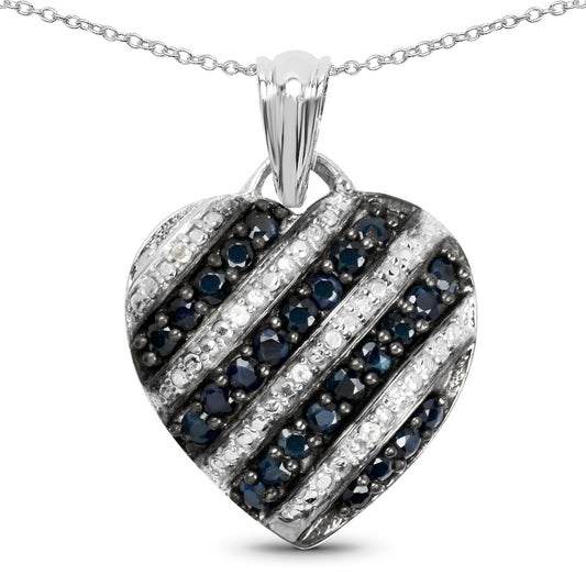 Colgante de plata de ley .925 con zafiro azul genuino de 1,55 quilates y topacio blanco