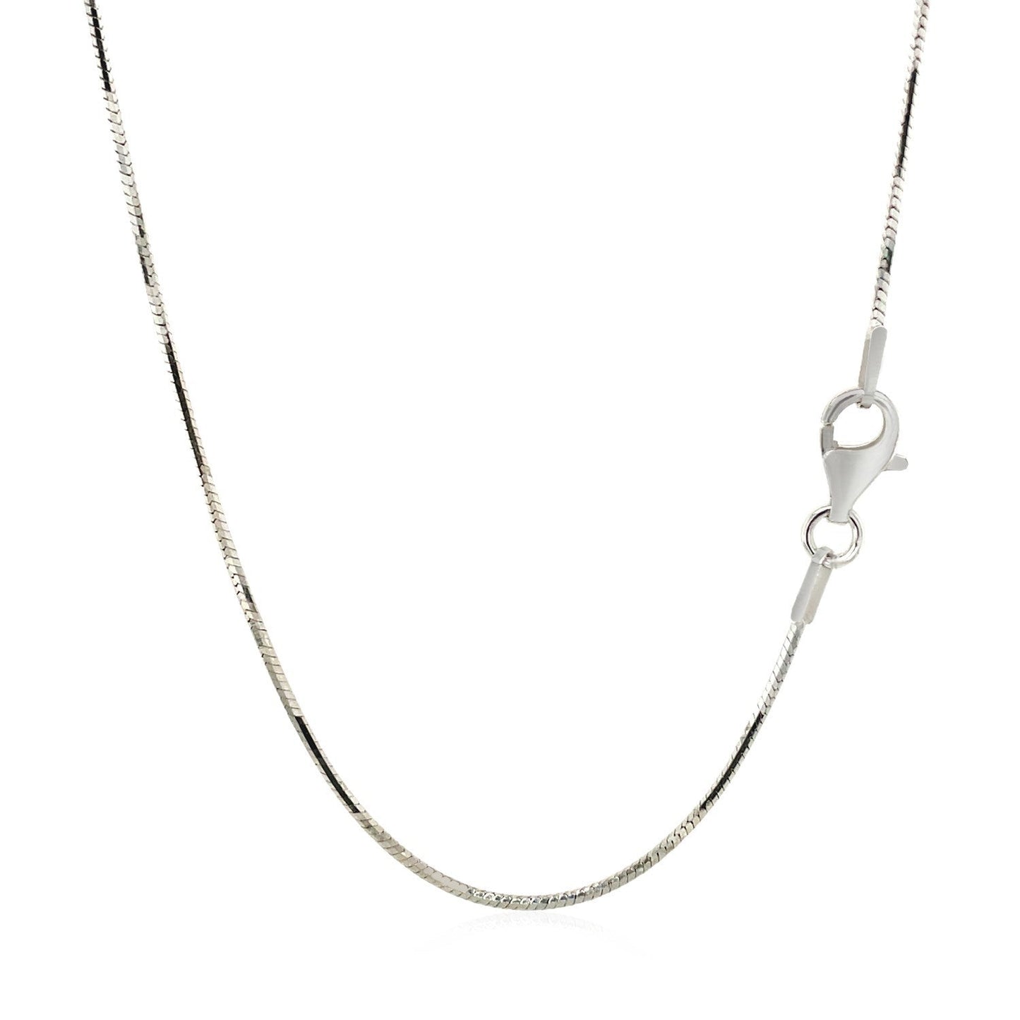 Cadena serpiente octogonal de plata de ley con baño de rodio de 1,1 mm