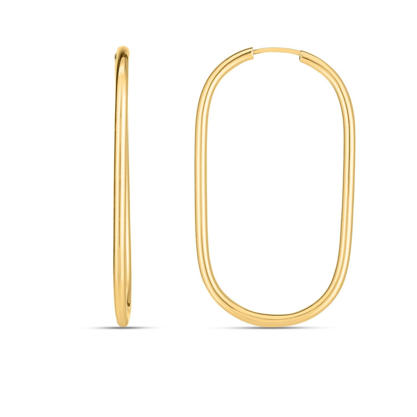Pendientes de aro grandes de oro amarillo de 14k con diseño de clip
