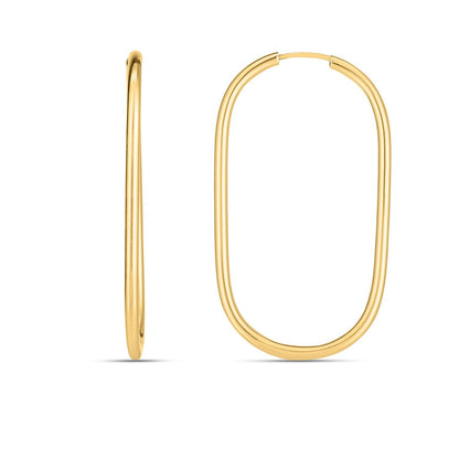 Pendientes de aro grandes de oro amarillo de 14k con diseño de clip
