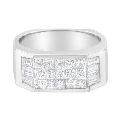 Anillo de diamantes de oro blanco de 14 quilates (1 3/4 quilates en total, color G-H, claridad VS2-SI1)