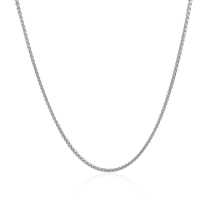Cadena redonda de trigo de oro blanco de 14k de 1,2 mm