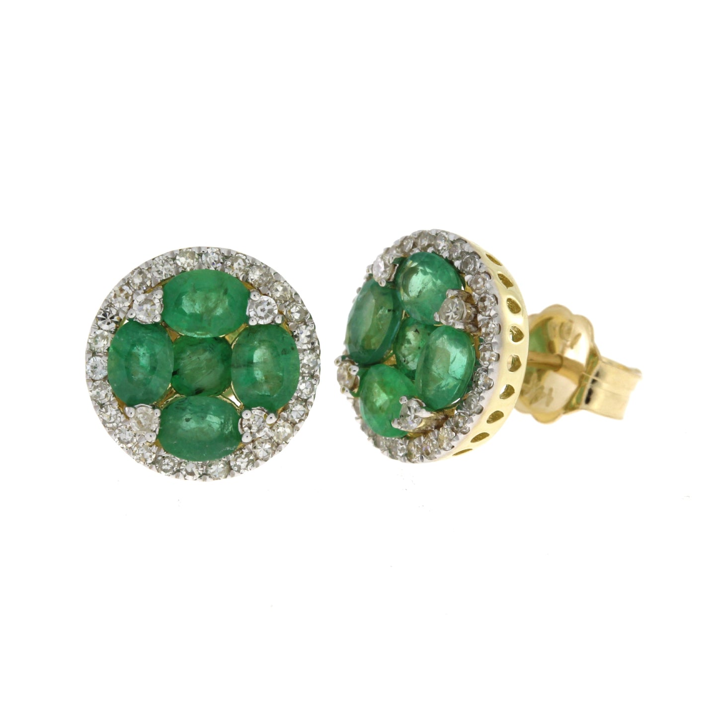 Aretes de esmeralda y diamante de 1.46 ct en oro amarillo de 14 K