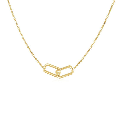 Collar de oro amarillo de 14k con pequeños rectángulos entrelazados