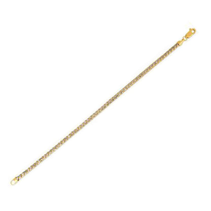 Pulsera de cadena Franco con pavé redondo en oro amarillo de 14k (3.15 mm)