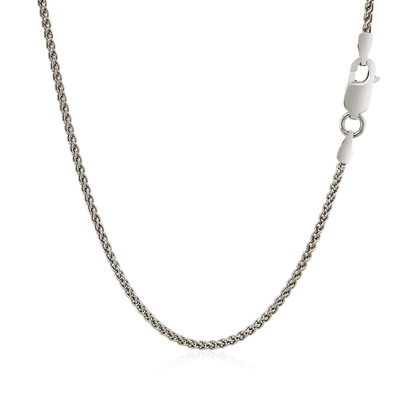 Cadena de Trigo de Plata de Ley Rodiada de 1.3mm