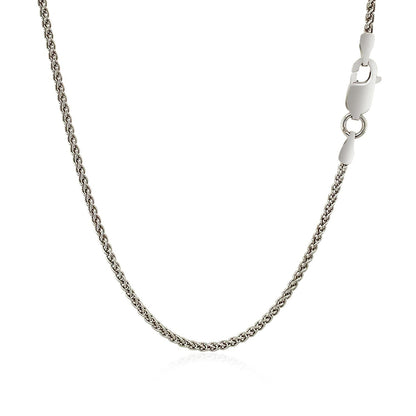 Cadena de Trigo de Plata de Ley Rodiada de 1.3mm