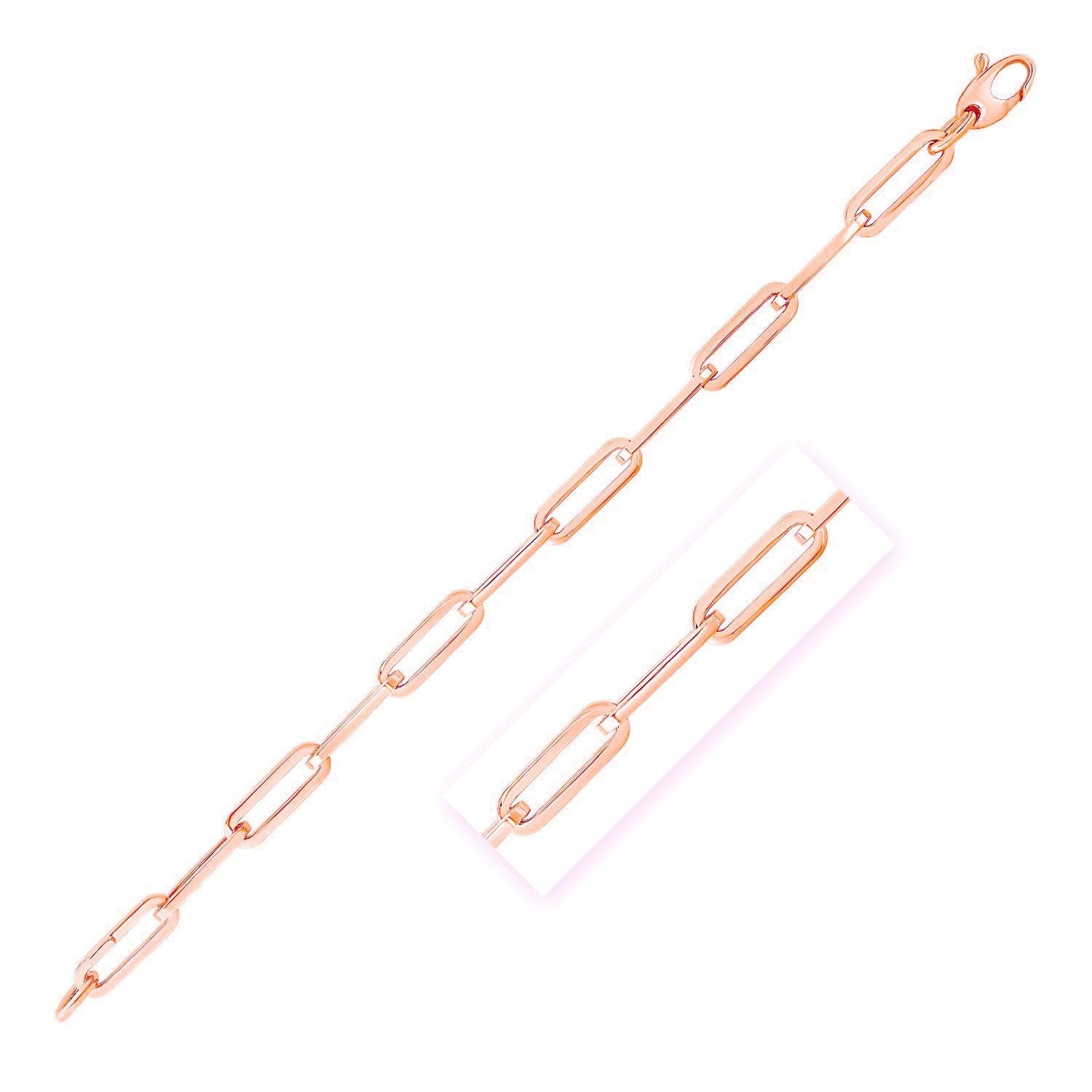 Cadena de eslabones anchos (6,1 mm) de oro rosa de 14K