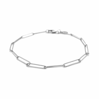 Pulsera de cadena con eslabones tipo clip de 14k en oro blanco (2,7mm)