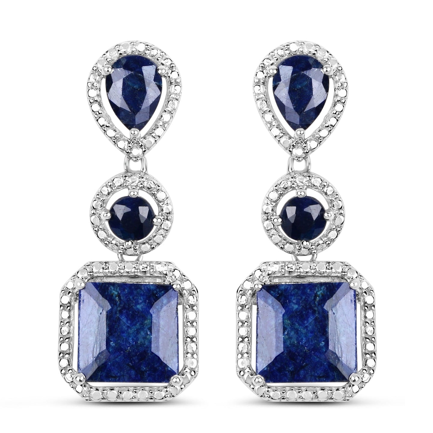 Aretes de plata esterlina .925 con zafiro teñido de 11.62 quilates