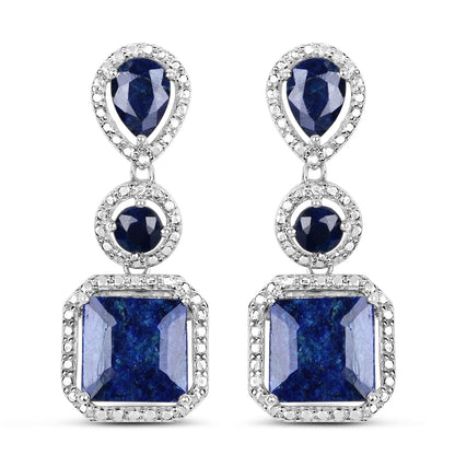 Aretes de plata esterlina .925 con zafiro teñido de 11.62 quilates