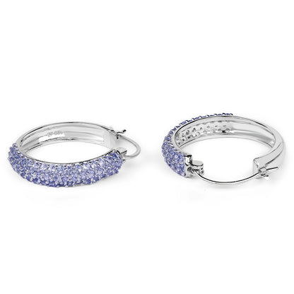 Pendientes de plata de ley .925 con tanzanita genuina de 3.06 quilates
