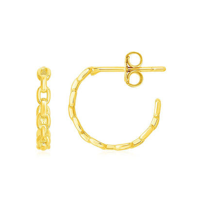 Pendientes de aro de cadena delicada de oro amarillo de 14k