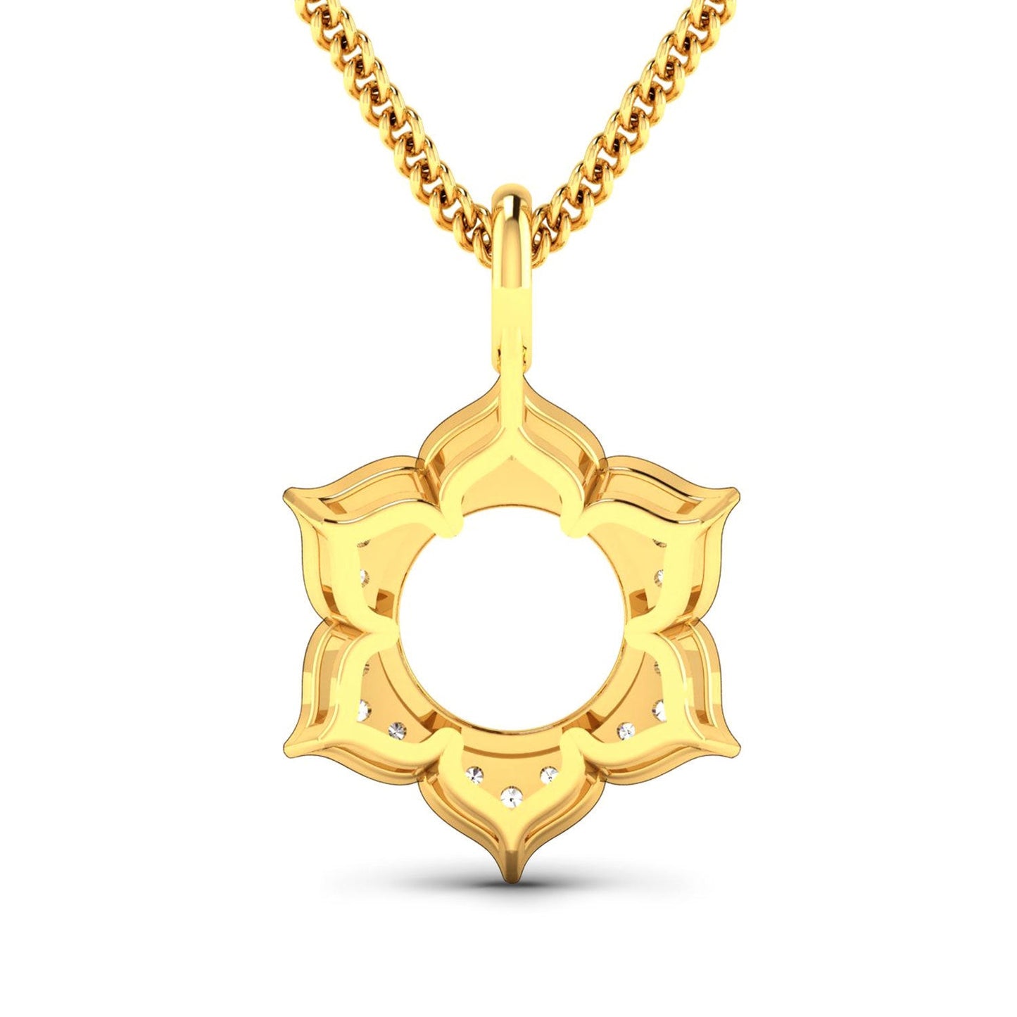 Colgante semimontado de oro amarillo de 14K con diamante blanco genuino de 0,14 quilates - para gema redonda de 8,00 mm