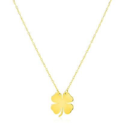 Collar de trébol de cuatro hojas de oro amarillo de 14 quilates