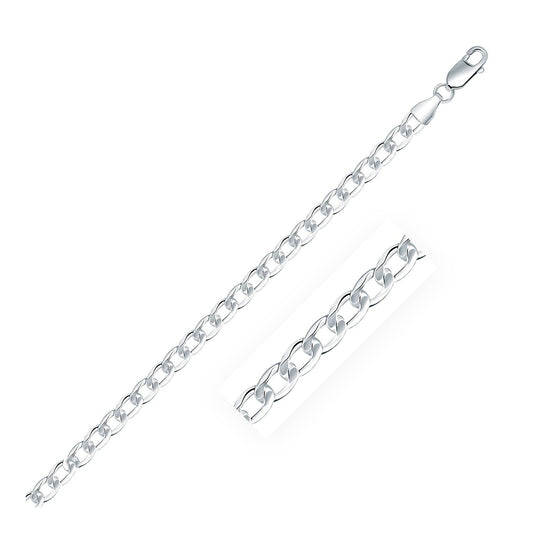 Cadena de estilo barbada de plata de ley de 4,7 mm con baño de rodio