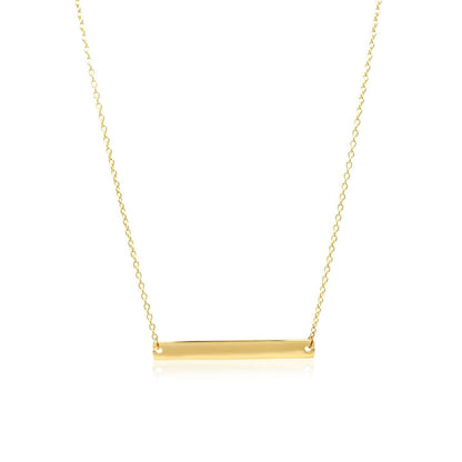 Gargantilla de oro amarillo de 14 quilates de barra horizontal plana y lisa