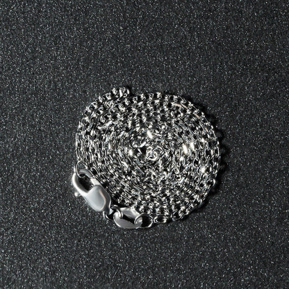 Cadena de eslabones de cable con corte de diamante de oro blanco de 14k y 1,5 mm