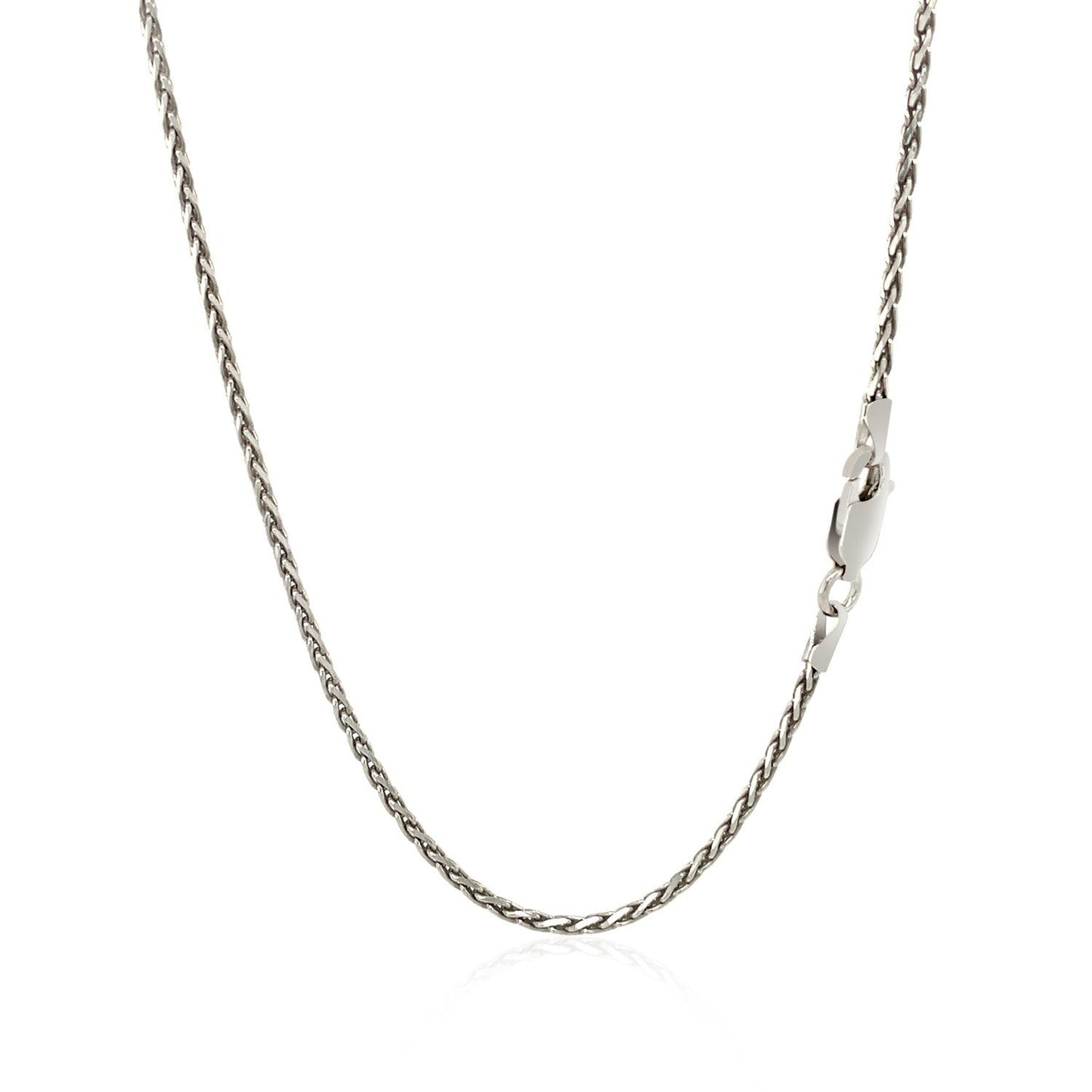 Cadena de trigo de plata de ley rodiada de 1,5 mm