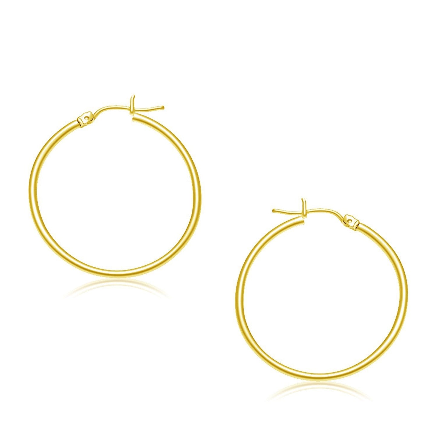 Pendientes de aro pulidos de oro amarillo de 10k (30 mm)
