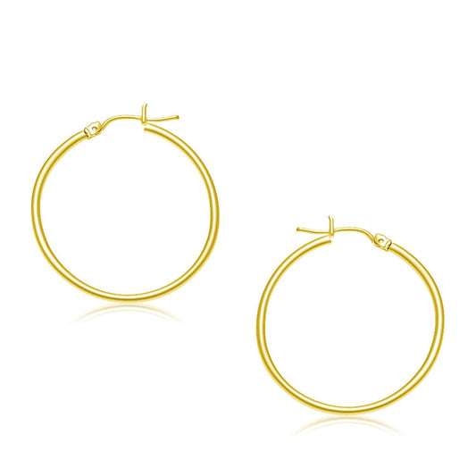 Pendientes de aro pulidos de oro amarillo de 10k (30 mm)