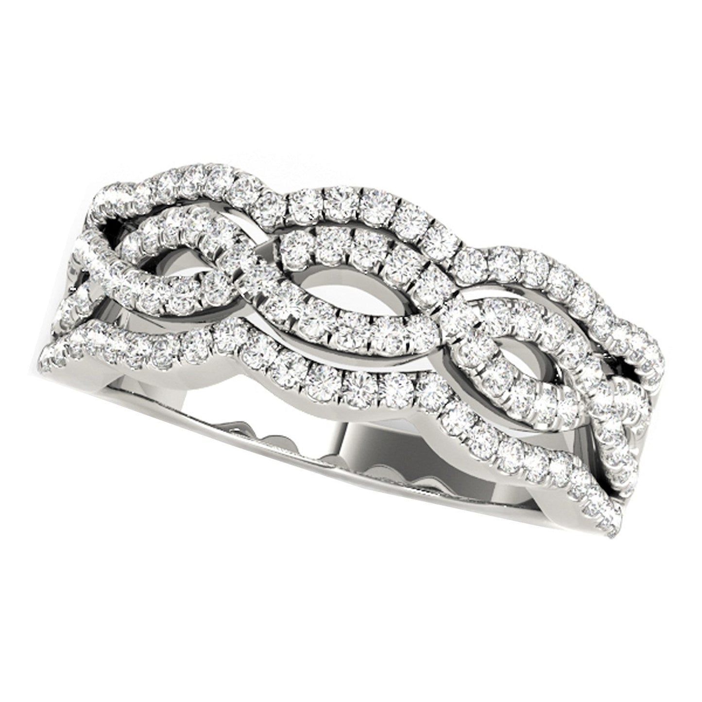 Anillo de oro blanco de 14k con cuatro curvas y diamantes (5/8 cttw)