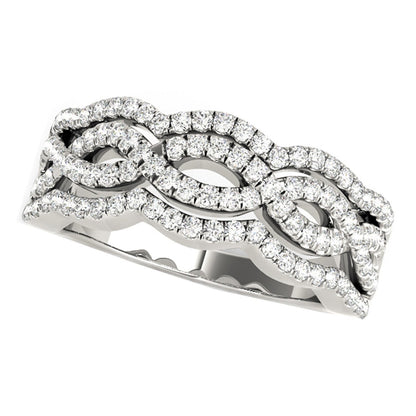 Anillo de oro blanco de 14k con cuatro curvas y diamantes (5/8 cttw)