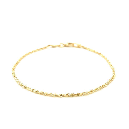 Pulsera de cuerda de oro amarillo macizo de 10k con corte de diamante de 1,5 mm